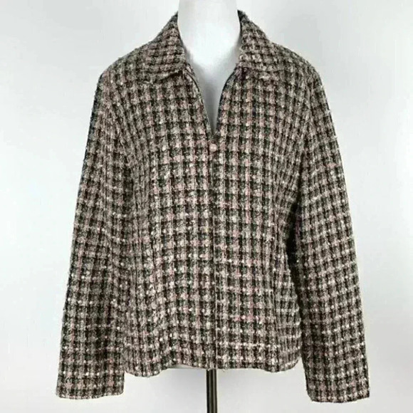 Vtg Jessica Howard blazer size 12 pink Gray tweed